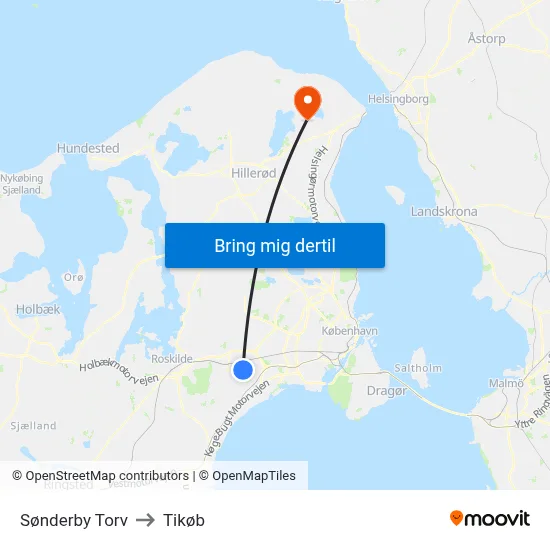 Sønderby Torv to Tikøb map