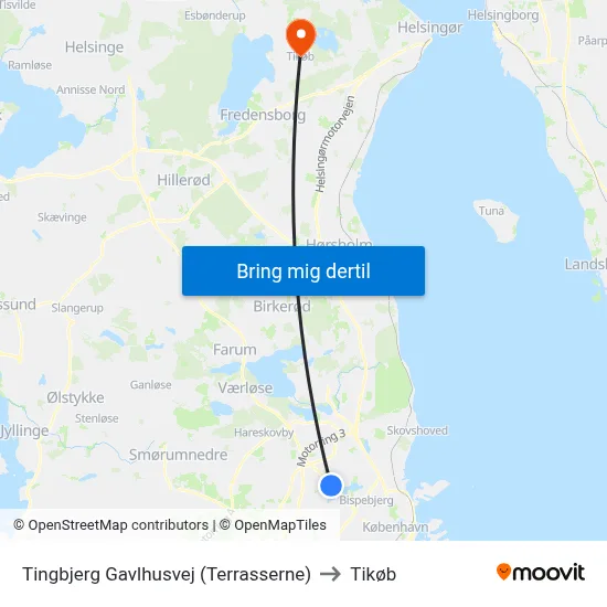 Tingbjerg Gavlhusvej (Terrasserne) to Tikøb map