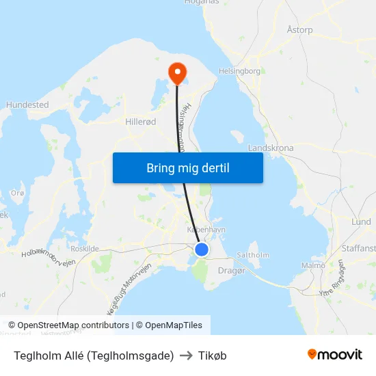 Teglholm Allé (Teglholmsgade) to Tikøb map