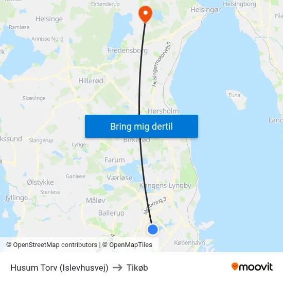 Husum Torv (Islevhusvej) to Tikøb map