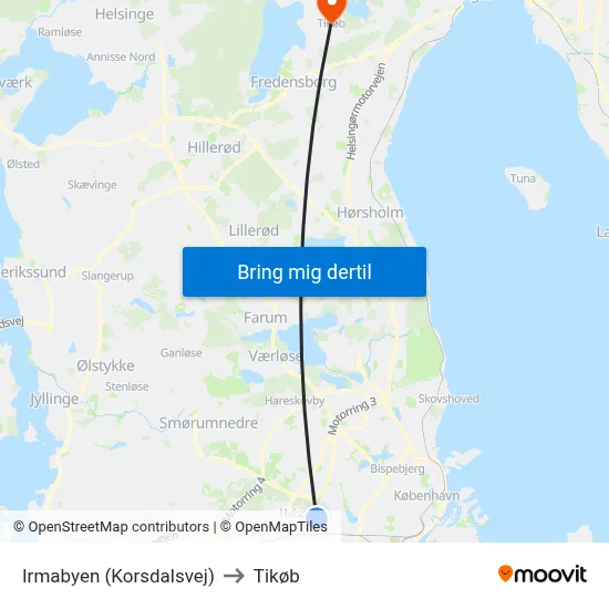 Irmabyen (Korsdalsvej) to Tikøb map