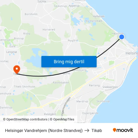 Helsingør Vandrehjem (Nordre Strandvej) to Tikøb map