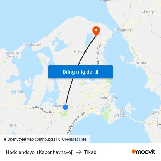 Hedelandsvej (Københavnsvej) to Tikøb map