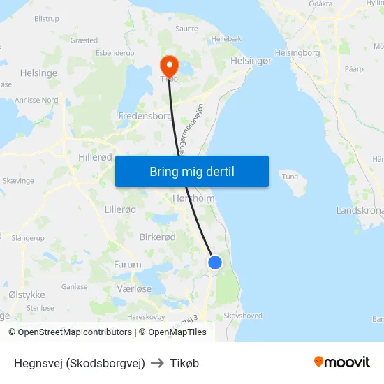 Hegnsvej (Skodsborgvej) to Tikøb map