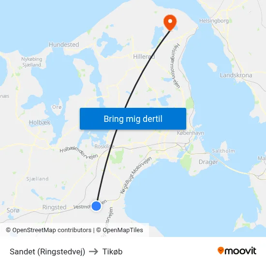 Sandet (Ringstedvej) to Tikøb map