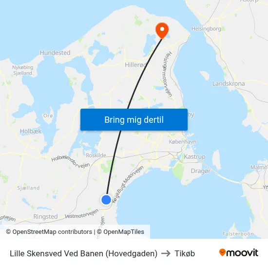 Lille Skensved Ved Banen (Hovedgaden) to Tikøb map