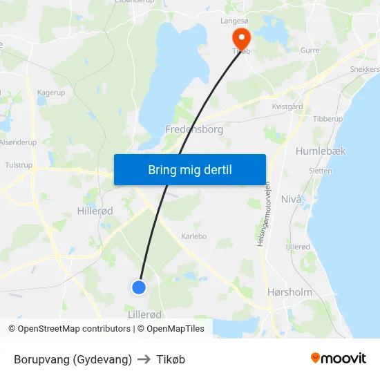 Borupvang (Gydevang) to Tikøb map