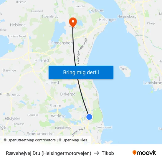 Rævehøjvej Dtu (Helsingørmotorvejen) to Tikøb map