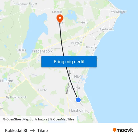 Kokkedal St. to Tikøb map