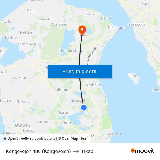 Kongevejen 489 (Kongevejen) to Tikøb map