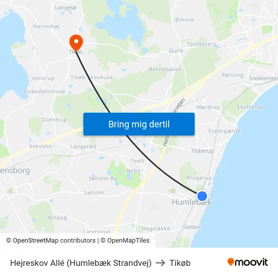 Hejreskov Allé (Humlebæk Strandvej) to Tikøb map