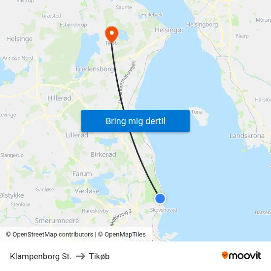 Klampenborg St. to Tikøb map