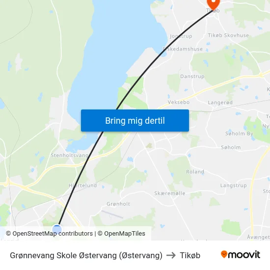Grønnevang Skole Østervang (Østervang) to Tikøb map