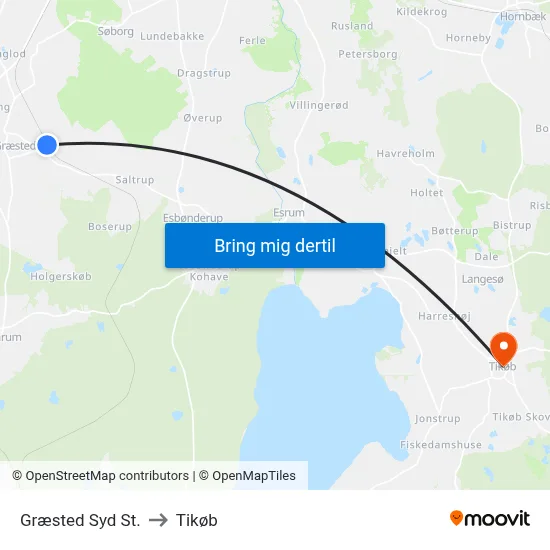 Græsted Syd St. to Tikøb map