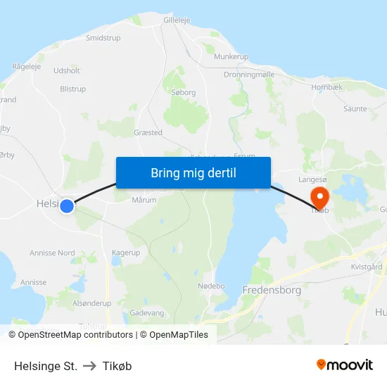 Helsinge St. to Tikøb map