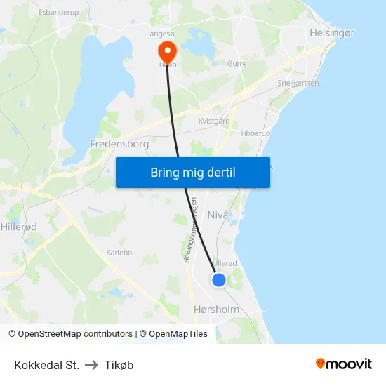 Kokkedal St. to Tikøb map