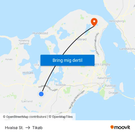Hvalsø St. to Tikøb map