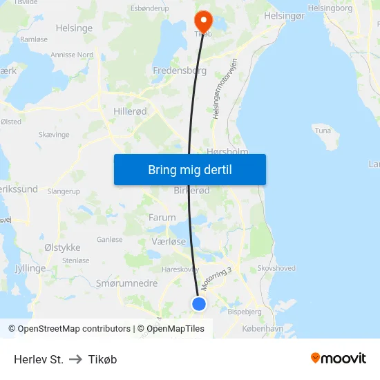 Herlev St. to Tikøb map