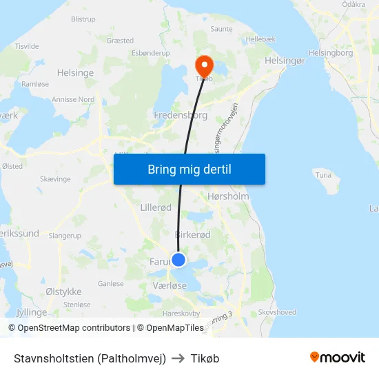 Stavnsholtstien (Paltholmvej) to Tikøb map