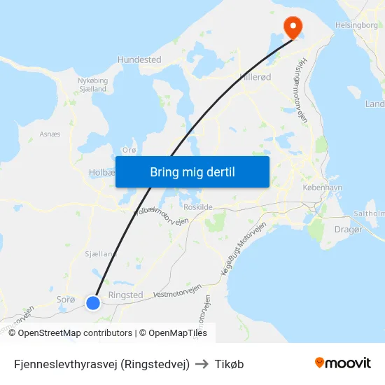 Fjenneslevthyrasvej (Ringstedvej) to Tikøb map