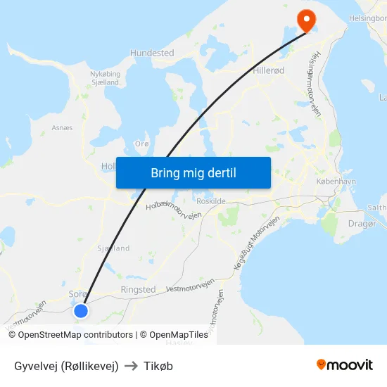 Gyvelvej (Røllikevej) to Tikøb map