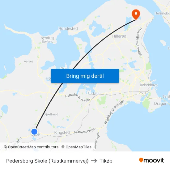 Pedersborg Skole (Rustkammervej) to Tikøb map