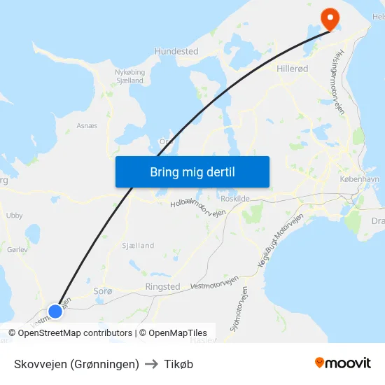 Skovvejen (Grønningen) to Tikøb map