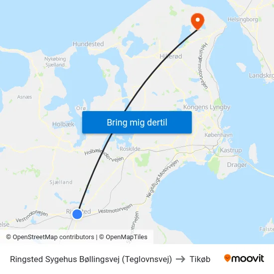 Ringsted Sygehus Bøllingsvej (Teglovnsvej) to Tikøb map