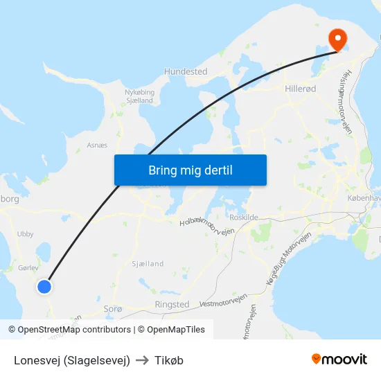 Lonesvej (Slagelsevej) to Tikøb map
