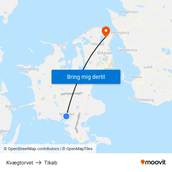 Kvægtorvet to Tikøb map