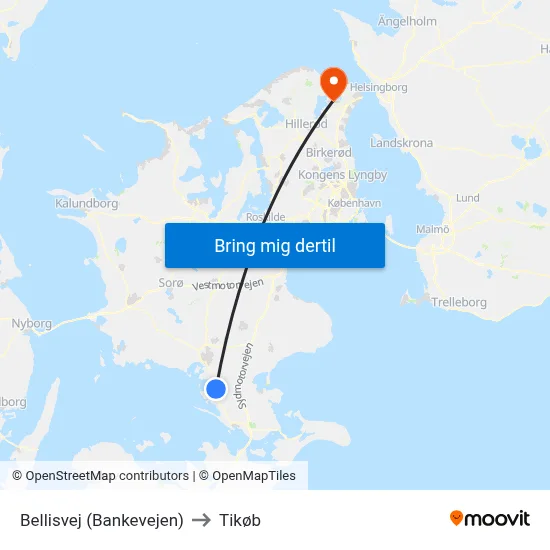 Bellisvej (Bankevejen) to Tikøb map