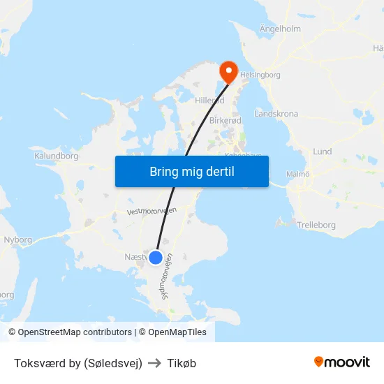 Toksværd by (Søledsvej) to Tikøb map