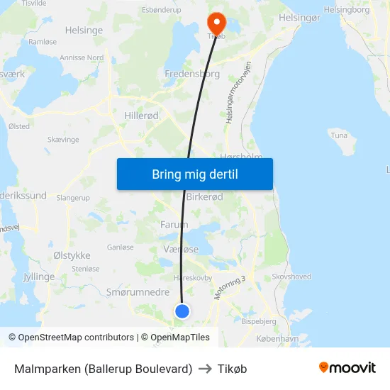 Malmparken (Ballerup Boulevard) to Tikøb map