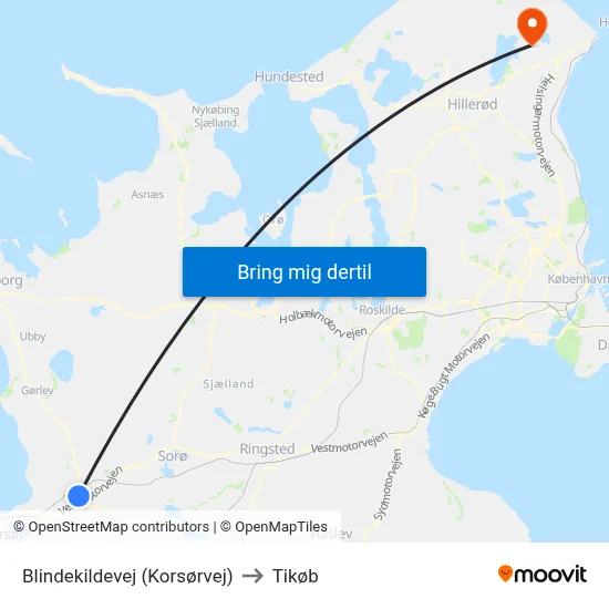 Blindekildevej (Korsørvej) to Tikøb map