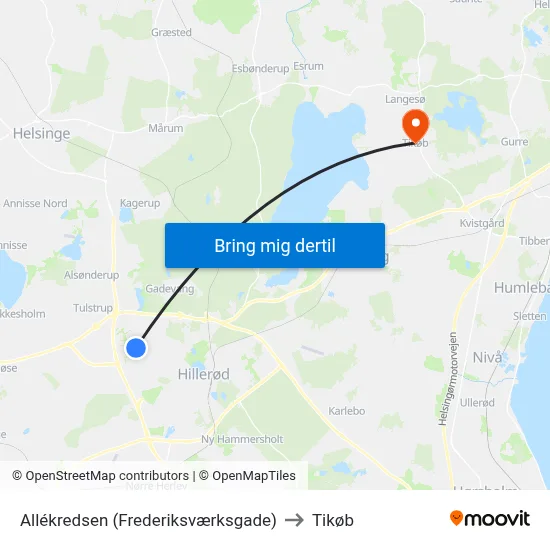 Allékredsen (Frederiksværksgade) to Tikøb map