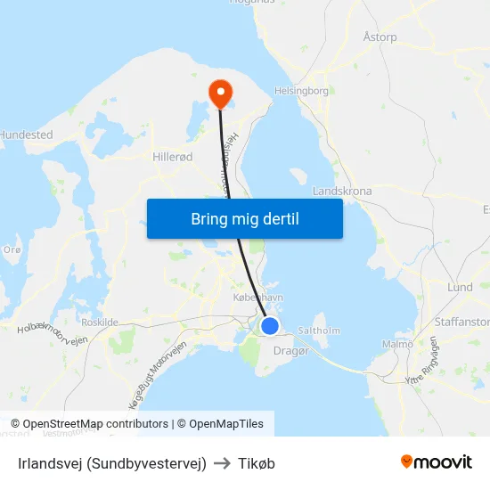 Irlandsvej (Sundbyvestervej) to Tikøb map