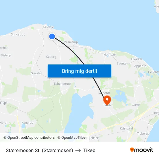 Stæremosen St. (Stæremosen) to Tikøb map