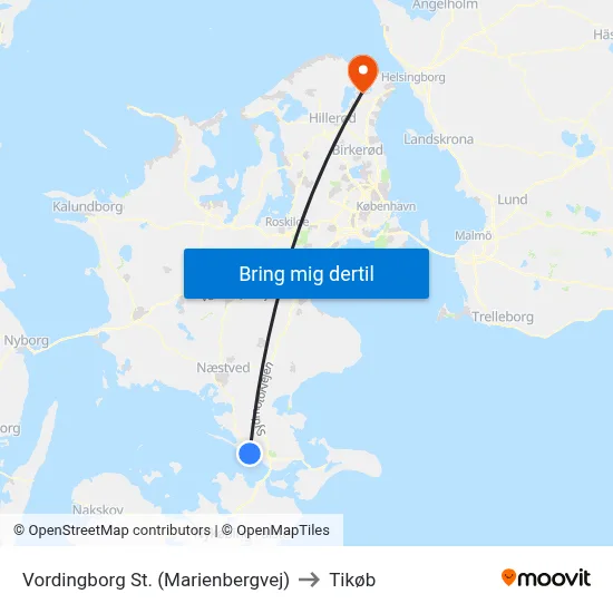 Vordingborg St. (Marienbergvej) to Tikøb map