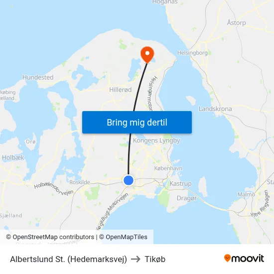 Albertslund St. (Hedemarksvej) to Tikøb map