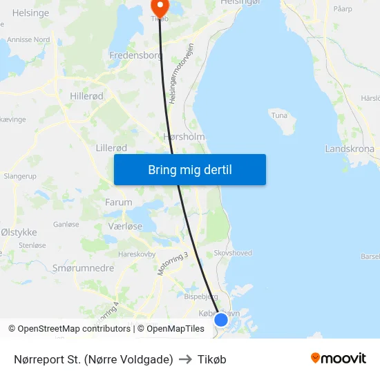 Nørreport St. (Nørre Voldgade) to Tikøb map