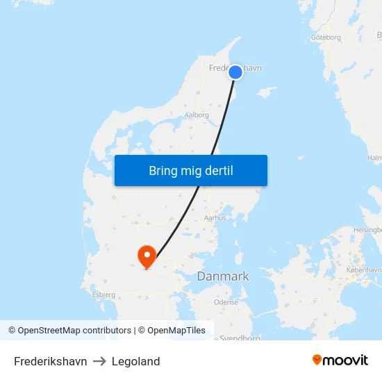 Frederikshavn to Legoland map