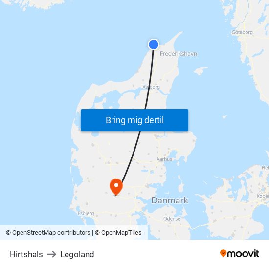 Hirtshals to Legoland map