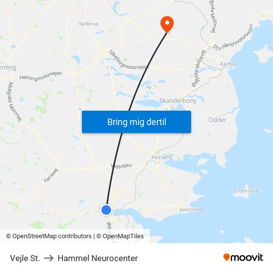 Vejle St. to Hammel Neurocenter map