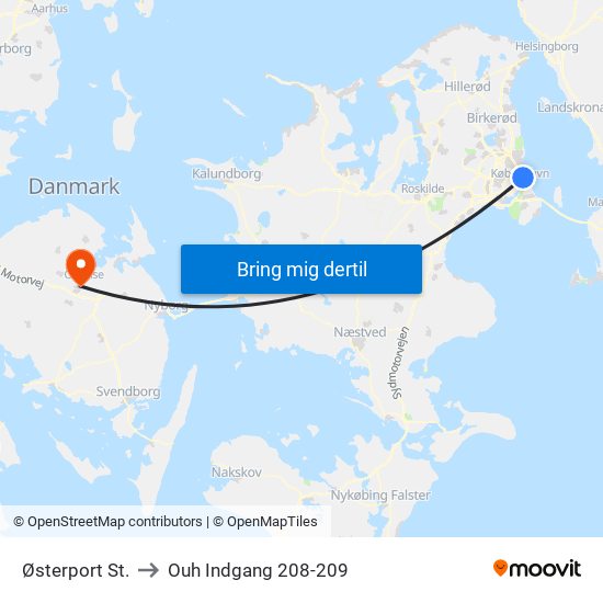 Østerport St. to Ouh Indgang 208-209 map