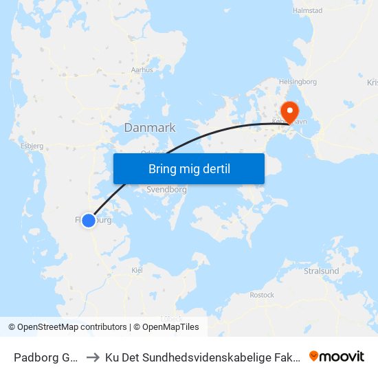 Padborg Grænse St. to Ku Det Sundhedsvidenskabelige Fakultet - Panum Instituttet map