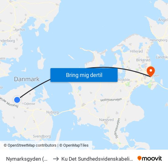 Nymarksgyden (Nordfyn Kommune) to Ku Det Sundhedsvidenskabelige Fakultet - Panum Instituttet map