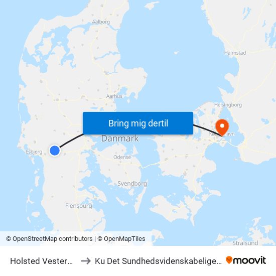 Holsted Vestergade V Lærkevej to Ku Det Sundhedsvidenskabelige Fakultet - Panum Instituttet map