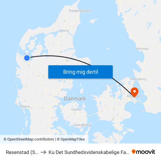 Resenstad (Struer Kom) to Ku Det Sundhedsvidenskabelige Fakultet - Panum Instituttet map