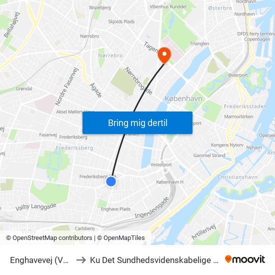 Enghavevej (Vesterbrogade) to Ku Det Sundhedsvidenskabelige Fakultet - Panum Instituttet map