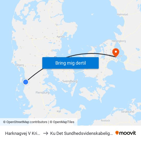 Harknagvej V Kringlum (Bredebro) to Ku Det Sundhedsvidenskabelige Fakultet - Panum Instituttet map